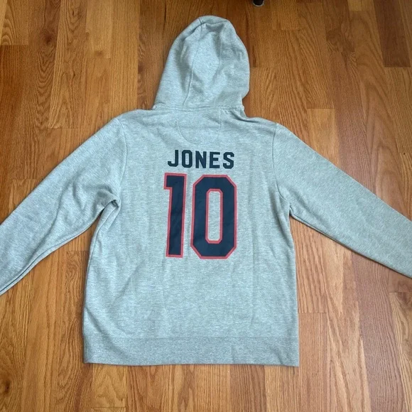 New England Patriots Fanatics Gray Hoodie with Team Logo # 10 Jones - Picture 2 of 5